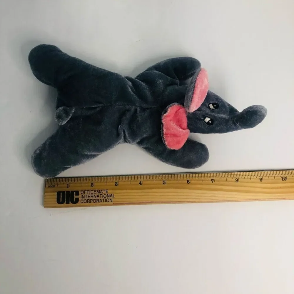 vintage elephant‎ floppy plush grey pink embroidered eyes 9 inch